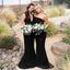 Mismatched Black Satin Memaid Long Cheap Wedding Party Bridesmaid Dresses, BDS0014