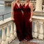 Elegant Halter-Strap Burgundy Velvet A-line Long Cheap Bridesmaid Dresses, BDS0084