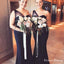 Elegant Charming One-Shoulder Black Long Mermaid Cheap Bridesmaid Dresses, BDS0038