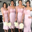 Charming Simple One Shoulder Pink Mermaid Ankle-Length Long Cheap Bridesmaid Dresses, BDS0043