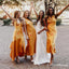 Mismatched Orange Elastic Silk Long Cheap Charming Bridesmaid Dresses Online, BDS0069