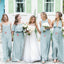 Mismatched Blue Chiffon A-line Long Cheap Bridesmaid Dresses, BDS0097