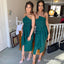 Simple Charming Sweetheart Green Satin A-line Long Cheap Tea-Length Bridesmaid Dresses, BDS0036