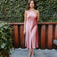 Simple One Shoulder Pink Elastic Silk Long Cheap Bridesmaid Dresses, BDS0125