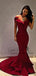 Simple Off Shoulder Simple Maroon Long Evening Prom Dresses, QB0454