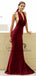 2019 Burgundy Mermaid Halter Backless Sexy Evening Prom Dresses, QB0443