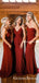 Mismatched Charming Burgundy Satin Mermaid Long Cheap Bridesmaid Dresses, BDS0022