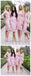 Long Sleeves Pink Lace Mermaid Cheap Short Bridesmaid Dresses Online, WG257