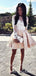 Long Sleeve Champagne A-line Short Cheap Party Homecoming Dresses, HDS0029