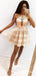 Champagne Halter Tulle A-line Short Cheap Party Homecoming Dresses, HDS0022