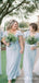 Mismatched Light Blue Chiffon A-line Long Cheap Floor-Length Bridesmaid Dresses, BDS0030