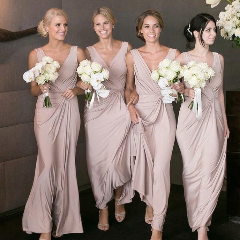 Chiffon Straps Dusty Pink Long Cheap Bridesmaid Dresses Online, WG207