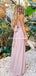 Newest Spaghetti Strap Pink Chiffon Long Cheap Bridesmaid Dresses, BDS0119