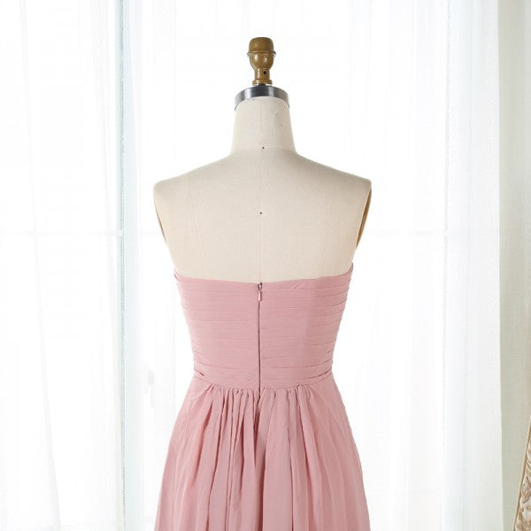 Pretty Sweetheart Long Cheap Blush Pink Chiffon Bridesmaid Dresses Online, QB0145