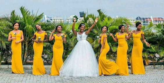 Simple Yellow Mermaid Cheap Maxi Long Bridesmaid Dresses Online, BDS0141