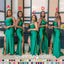 Mismatched Green Mermaid Side Slit Maxi Long Bridesmaid Dresses, BDS0138