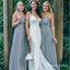 Dusty Blue Spaghetti Strap Chiffon Cheap Long Bridesmaid Dresses, QB0648