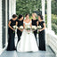 Elegant Black Cap Sleeve Long Cheap Mermaid Bridesmaid Dresses, QB0874