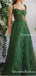 Charming Newest Elegant Spaghetti Strap Sleeveless Green Lace A-line Long Cheap Prom Dresses, PDS0018