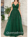 Sparkly Green A-line Spaghetti Straps Maxi Long Prom Dresses Online,WGP274