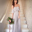 Charming Sheath Off the Shoulder Grey Chiffon Long Bridesmaid Dresses , QB0745