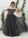 Black Long Off The Shoulder Beading Evening Party Prom Dresses , QB0613