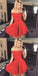 Sexy Off-Shoulder Short Cheap Red Satin Homecoming Dresses, QB0182