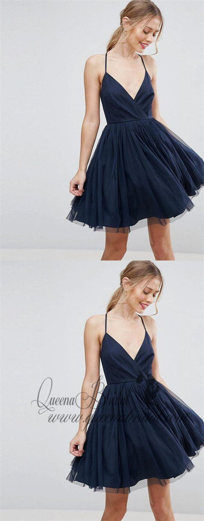 Navy Halter Blue Cheap 2018 Homecoming Dresses Under 100, CM404