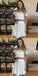 Two Piece Off-Shoulder Lace Short Cheap White Homecoming Dresses, QB0175