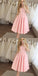 Pretty Round Neck Short Cheap Pink Homecoming Dresses with Lace, QB0219