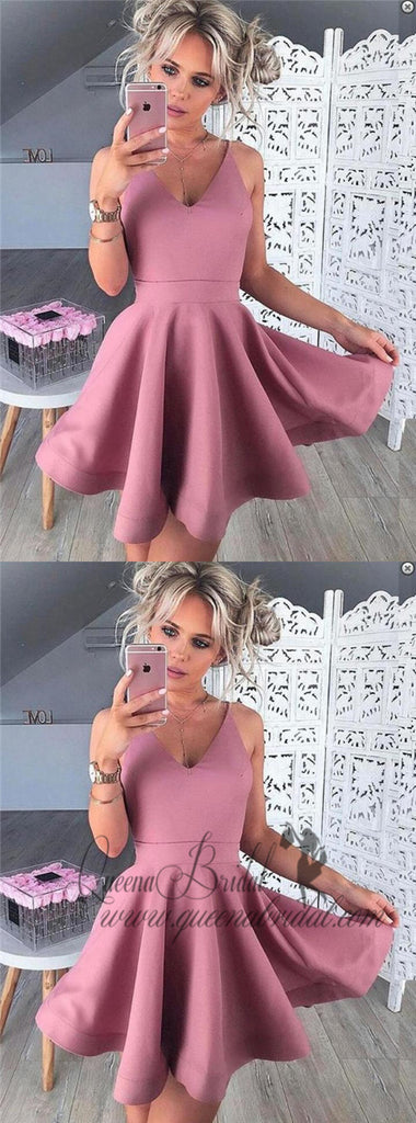 Spaghetti Straps Pink Cheap 2018 Homecoming Dresses Under 100, CM402