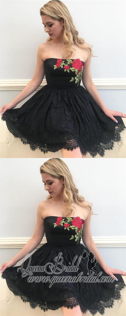 Lace Embroidery Lace Skirt Simple Cute Cheap Homecoming Dresses 2018, CM415