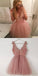 Pretty V-Neck Short Cheap Blush Pink Appliques Homecoming Dresses, QB0188