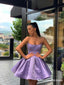 Simple Purple Spaghetti Strap Mini Short Graduation Formal Party Homecoming Dresses, HDS0003