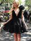 Unipue Black Tulle A-line Short Cheap Party Homecoming Dresses, HDS0028