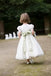 Cute Round Neck Short Sleeves Organza A-line Long Cheap Flower Girl Dresses, FGS0020