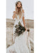 Ivory Mermaid Lace Rustic Wedding Dresses Illusion Neckline Beach Wedding Dresses, QB0321