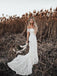 Ivory Mermaid Lace Rustic Wedding Dresses Illusion Neckline Beach Wedding Dresses, QB0321