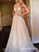 A-Line Sweetheart Long Sequins White Lace Prom Dresses with Illusion Back, QB0662