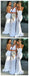 White V Neck Mermaid Long Cheap Custom Bridesmaid Dresses Online, WG271