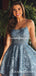 Charming Spaghetti Strap Blue Lace A-line Short Cheap Party Homecoming Dresses, HDS0016