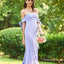 Lavender Strapless Off Shoulder Backless Long Bridesmaid Dresses With Lace, QB0672