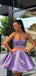 Simple Purple Spaghetti Strap Mini Short Graduation Formal Party Homecoming Dresses, HDS0003