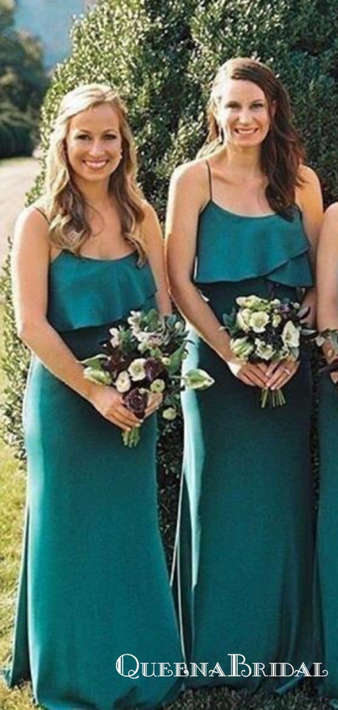 Sleeveless Spaghetti Straps Empire Ruffles Chiffon Bridesmaid Dresses, QB0742