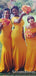 Elegant Off Shoulder Mermaid Yellow Long Cheap Bridesmaid Dresses, QB0877