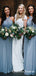 Elegant Sky Blue Long Chiffon Affordable Bridesmaid Dresses, QB0743