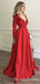 Stylish Embroidery Beaded Long Sleeves Satin Evening Prom Dresses, QB0781