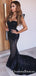 Sweetheart Black Lace Mermaid Evening Gowns Prom Dresses with Sequins, QB0771