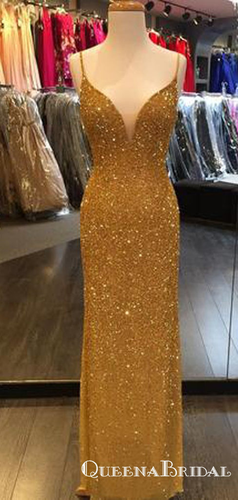 Sparkly Sequined Beaded Long Mermaid Evening Gowns Prom Dresses, QB0594