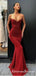 Spaghetti Straps Sexy Red Sequin Long Cheap Mermaid Prom Dresses, QB0554